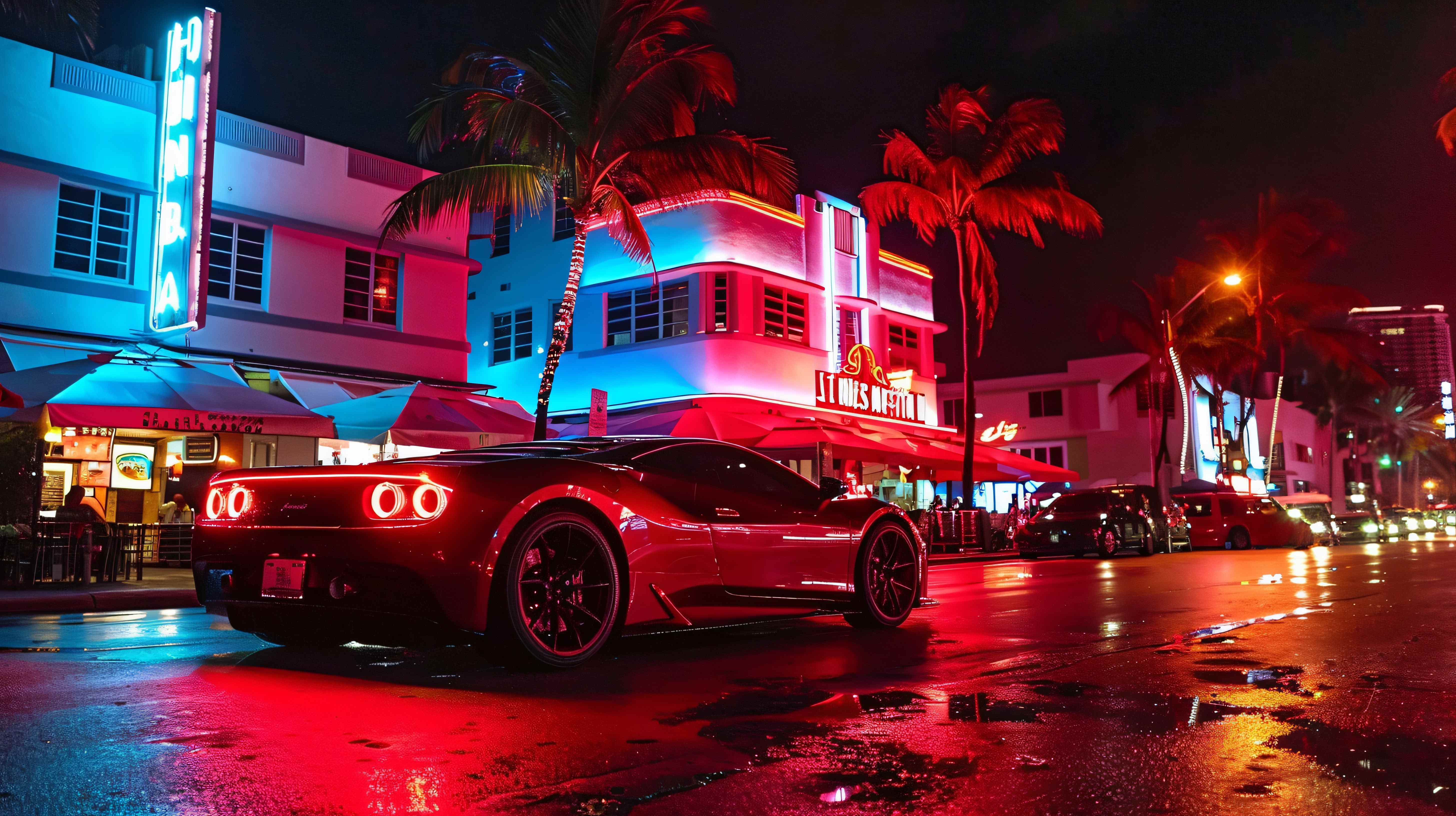 Miami Ocean Drive at night