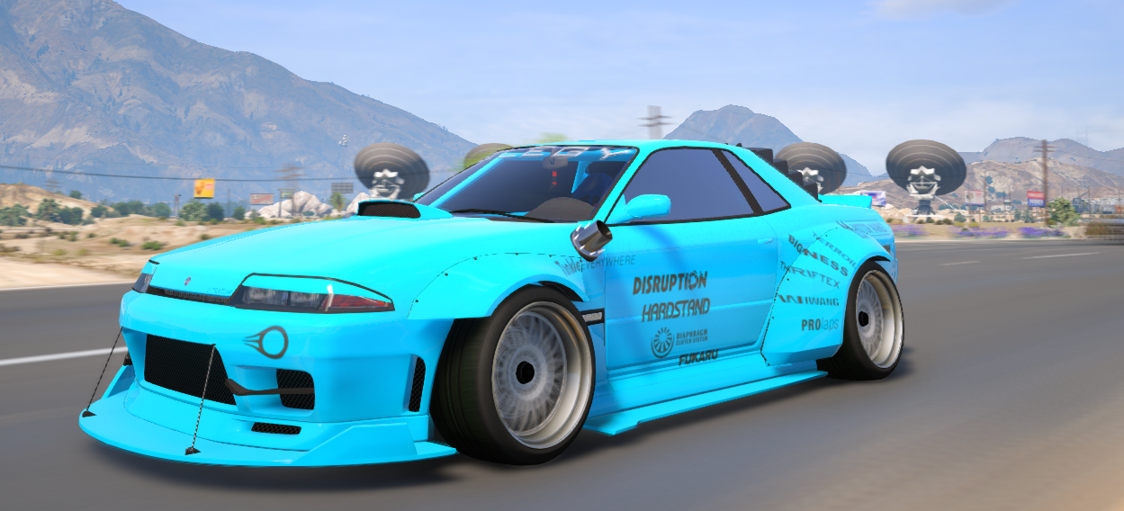 Blue Drift Car on Highway