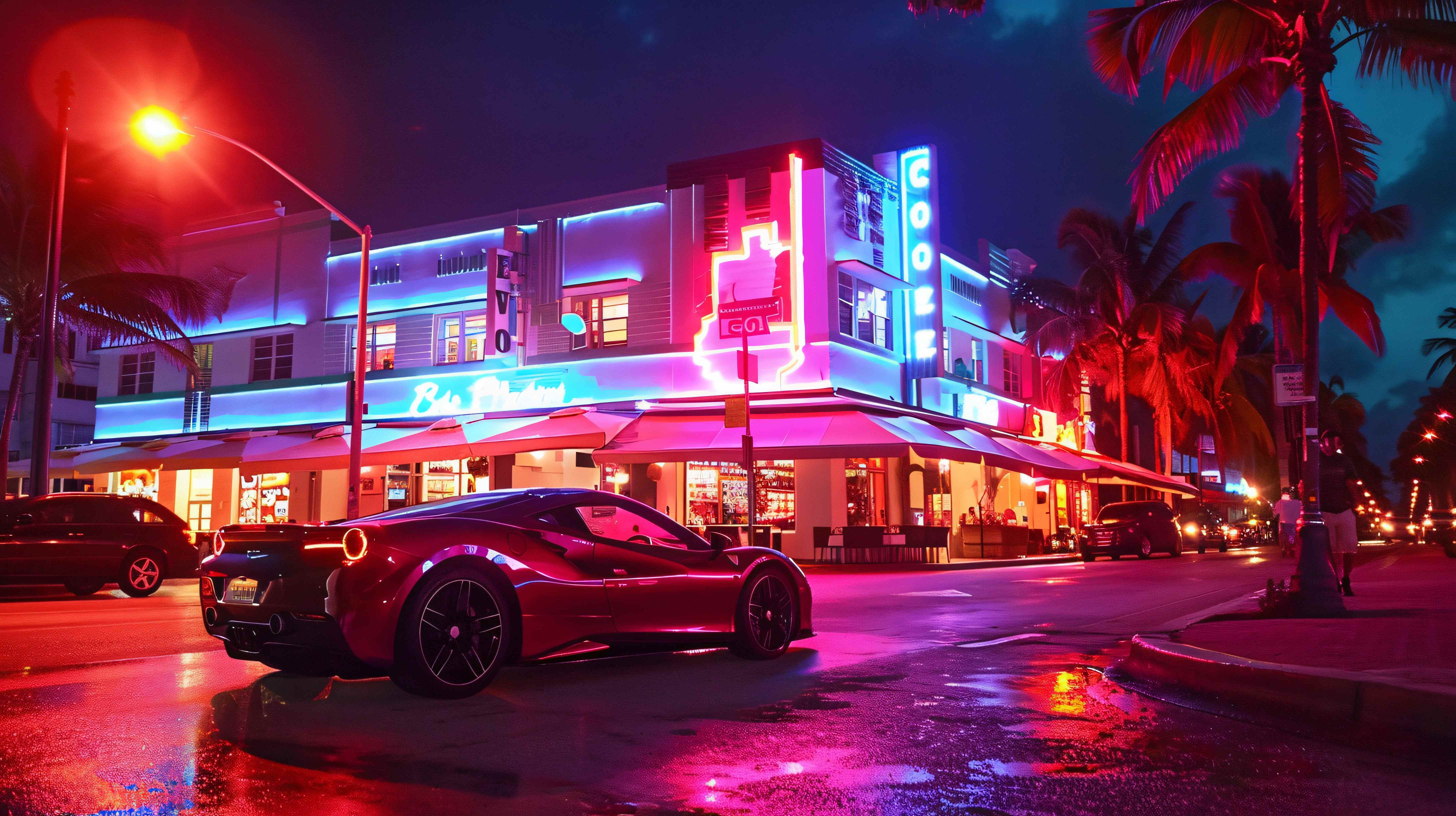 Miami street at night